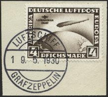 Dt. Reich 439X BrfStk, 1930, 4 RM Südamerikafahrt, Wz. Stehend, Prachtbriefstück, Mi. (400.-) - Used Stamps