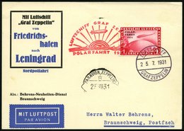 Dt. Reich 456 BRIEF, 1931, 1 RM Polarfahrt Auf Polarfahrtkarte Bis Leningrad, Pracht - Usados