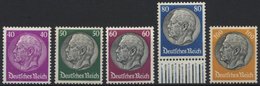 Dt. Reich 491-95 *, 1933, 40 - 100 Pf. Hindenburg, Wz. 2, Falzreste, 5 Prachtwerte, Mi. 147.- - Altri & Non Classificati