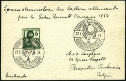 Dt. Reich 644 BRIEF, 1937, 6 Pf. Luftschutz Auf Drucksachenkarte Nach Belgien, Sonderstempel Anlässlich Der Ausscheidung - Otros & Sin Clasificación