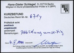 Dt. Reich 671y BrfStk, 1938, 42 Pf. Braunes Band, Waagerechte Gummiriffelung, Obere Rechte Bogenecke, Sonderstempel, Pra - Other & Unclassified