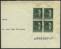 Dt. Reich 672x VB BRIEF, 1938, 6 Pf. Reichsparteitag, Oberer Rechter Eckrandviererblock Auf Umschlag, Pracht - Otros & Sin Clasificación