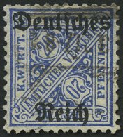 DIENSTMARKEN D 60Y O, 1920, 20 Pf. Ultramarin, Wz. Ringe, Normale Zähnung, Pracht, Gepr. Winkler, Mi. 400.- - Oficial