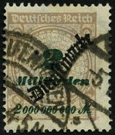 DIENSTMARKEN D 84 O, 1923, 2 Mrd. M. Mattsiena/schwarzgrün, Pracht, Gepr. Infla, Mi. 150.- - Servizio