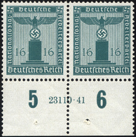 DIENSTMARKEN D 162HAN **, 1942, 16 Pf. Grünblau Im Unterrandpaar Mit HAN 23110.41, Pracht, Gepr. Schlegel, Mi. 200.- - Service