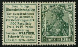 ZUSAMMENDRUCKE W 2.16 *, 1911, Übersichtstabellen + 5 Pf., Feinst, Mi. 780.- - Se-Tenant