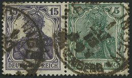 ZUSAMMENDRUCKE W 9aa O, 1917, Germania 15 + 5, Heftchenzähnung, Feinst, Mi. 400.- - Se-Tenant