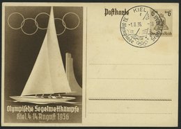 GANZSACHEN P 261 BRIEF, 1936, Olympische Segelwettbewerbe, Leer Gestempelt Mit Ersttags-Sonderstempel Von KIEL, Feinst - Autres & Non Classés