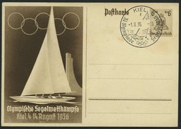 GANZSACHEN P 261 BRIEF, 1936, Olympische Segelwettbewerbe, Leer Gestempelt Mit Ersttags-Sonderstempel Von KIEL, Feinst - Andere & Zonder Classificatie