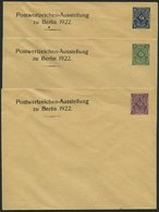 GANZSACHEN PU 71,73,75 BRIEF, Privatpost: 1922, 2, 4 Und 6 Pf. Posthorn Postwertzeichen-Ausstellung Zu Berlin 1922, Unge - Altri & Non Classificati