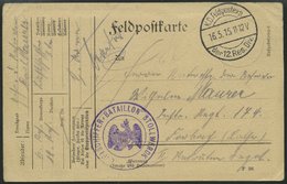 ZEPPELINPOST - MILITÄRLUFTSCHIFFAHRT 1915, LUFTSCHIFFER BATAILLON STOLLWERCK, Violetter Truppenstempel Auf Feldpostkarte - Poste Aérienne & Zeppelin