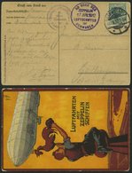 ZEPPELINPOST 2I BRIEF, 17.6.1912, Luftschiff Schwaben, Bordgrußkarte Kirchturmputzer Violetter Bordstempel Type I, Abwur - Airmail & Zeppelin