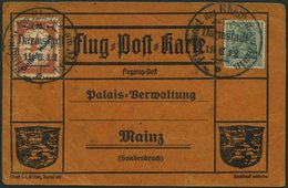 ZEPPELINPOST 13 BRIEF, 1912, 1 M. Gelber Hund Auf Flugpostkarte Mit 5 Pf. Zusatzfrankatur, Sonderstempel Darmstadt 19.6. - Correo Aéreo & Zeppelin