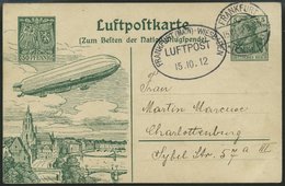 ZEPPELINPOST 16Ab BRIEF, 1912, Frankfurt-Wiesbaden, Poststempel Frankfurt Und Luftpoststempel Frankfurt-Wiesbaden, Prach - Correo Aéreo & Zeppelin