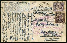 ZEPPELINPOST 22B BRIEF, 1928, Amerikafahrt, US-Post Zur Rückfahrt Mit Poststempel, Prachtkarte - Luft- Und Zeppelinpost