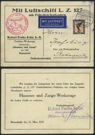 ZEPPELINPOST 23IA BRIEF, 1929, Orientfahrt, Auflieferung Friedrichshafen, Zeppelin-Werbekarte Der Firma Frohn, Frankiert - Correo Aéreo & Zeppelin