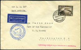 ZEPPELINPOST 26A BRIEF, 1929, Amerikafahrt, Auflieferung Fr`hafen, Frankiert Mit 4 RM, Prachtbrief - Airmail & Zeppelin