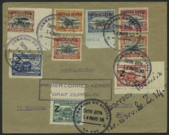 ZEPPELINPOST 60D BRIEF, 1930, Heimfahrt, Bolivianische Post, Frankiert Mit 3 Zeppelinmarken Und Kompletter Serie Sonderf - Poste Aérienne & Zeppelin