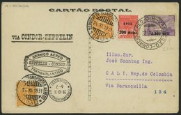 ZEPPELINPOST 134A BRIEF, 1931, 3. Südamerikafahrt, Brasil-Post, Mit Bolivianischer Und Kolumbianischer Frankatur, Pracht - Airmail & Zeppelin