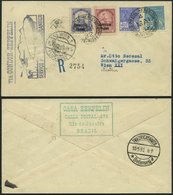 ZEPPELINPOST 158A,B BRIEF, 1932, 4. Südamerikafahrt, Frankiert Mit Beiden Zeppelinmarken, Einschreibbrief Mit Rückseitig - Airmail & Zeppelin