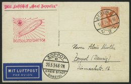 ZEPPELINPOST 246B BRIEF, 1934, Deutschlandfahrt, Berlin-Zoppot, Prachtkarte - Airmail & Zeppelin