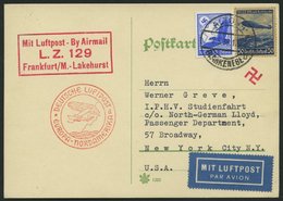 ZEPPELINPOST 406D BRIEF, 1936, 1. Nordamerikafahrt, Auflieferung Frankfurt, Prachtkarte Nach New York - Correo Aéreo & Zeppelin
