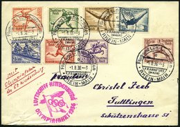 ZEPPELINPOST 427Bb BRIEF, 1936, Olympiafahrt, Auflieferung Rhein-Main-Flughafen, Frankiert Mit Komplettem Olympia-Satz, - Airmail & Zeppelin