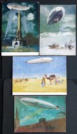 ZEPPELINPOST 5 Verschiedene Alte Farbige Russische Luftschiff-Ansichtskarten, Ungebraucht, Fast Nur Pracht, R! - Correo Aéreo & Zeppelin