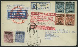 ZULEITUNGSPOST 223B BRIEF, Britische Post In Marokko (Tanger): 1933, 4. Südamerikafahrt, Anschlussflug Ab Berlin, Einsch - Zeppelines
