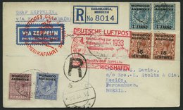 ZULEITUNGSPOST 223B BRIEF, Britische Post In Marokko (Tanger): 1933, 4. Südamerikafahrt, Anschlussflug Ab Berlin, Einsch - Zeppeline