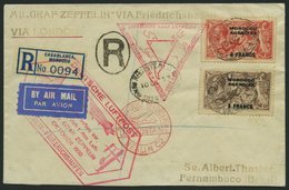 ZULEITUNGSPOST 238 BRIEF, Britische Post In Marokko (Französische Zone): 1933, Chicagofahrt, Anschlußflug Ab Berlin, Ein - Zeppeline