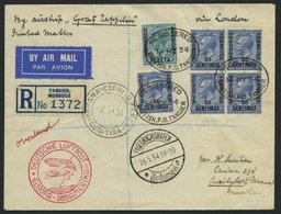 ZULEITUNGSPOST 247 BRIEF, Britische Post In Marokko (Tanger): 1934, 1. Südamerikafahrt, Einschreib-Drucksache Aus Tanger - Zeppeline