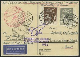 ZULEITUNGSPOST 171B BRIEF, Dänemark: 1932, 5. Südamerikafahrt, Anschlußflug Ab Berlin, Gute Frankatur, Prachtkarte - Zeppeline