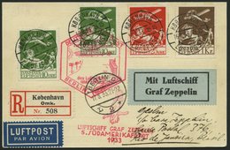 ZULEITUNGSPOST 226B BRIEF, Dänemark: 1933, 5. Südamerikafahrt, Anschlußflug Ab Berlin, Frankiert Mit 181, 143 (2x) Und 1 - Zeppelines