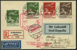 ZULEITUNGSPOST 226B BRIEF, Dänemark: 1933, 5. Südamerikafahrt, Anschlußflug Ab Berlin, Frankiert Mit 181, 143 (2x) Und 1 - Zeppeline