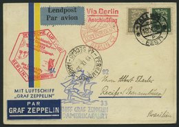 ZULEITUNGSPOST 232B BRIEF, Estland: 1933, 7. Südamerikafahrt, Anschlußflug Ab Berlin, Prachtkarte - Zeppelines