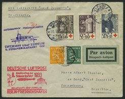 ZULEITUNGSPOST 235B BRIEF, Finnland: 1933, 8. Südamerikafahrt, Anschlußflug Ab Berlin, Drucksachenbrief, Pracht - Zeppeline