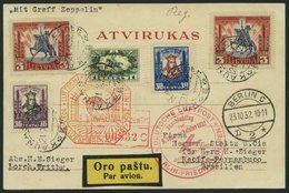 ZULEITUNGSPOST 195B BRIEF, Litauen: 1932, 9. Südamerikafahrt, Anschlußflug Ab Berlin, Prachtkarte, Gepr. Dr. Simon - Zeppelins