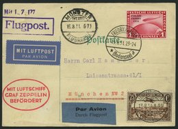 ZULEITUNGSPOST 121 BRIEF, Luxemburg: 1931, Fahrt Nach Münster, Frankiert Mit 1 RM Polarfahrt, Prachtkarte - Zeppelins