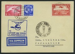 ZULEITUNGSPOST 219 BRIEF, Luxemburg: 1933, 3. Südamerikafahrt, Prachtkarte - Zeppelins