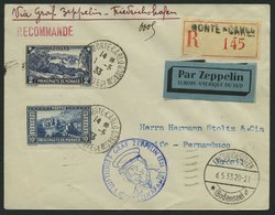 ZULEITUNGSPOST 202 BRIEF, Monaco: 1933, 1. Südamerikafahrt, Einschreibbrief, Pracht, Gepr. Simon - Zeppelines