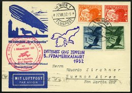 ZULEITUNGSPOST 171C BRIEF, Österreich: 1932, 5. Südamerikafahrt, Anschlußflug Ab Stuttgart, Nur 96 Belege!, Prachtkarte - Zeppelines