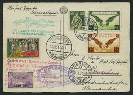 ZULEITUNGSPOST 133D BRIEF, Schweiz: 1931, 3. Südamerikafahrt, Hin- Und Rückfahrt Mit Zusätzlicher Brasilianischer Franka - Zeppelines