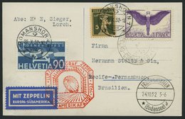 ZULEITUNGSPOST 195Aa BRIEF, Schweiz: 1932, 9. Südamerikafahrt, Auflieferung Fr`hafen, Prachtkarte - Zeppelines