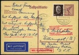 KATAPULTPOST 14a BRIEF, 5.6.1930, Bremen - Boston, Landpostaufgabe, Auf 15 Pf. Adler - Ganzsachenkarte (P 169!) Mit Mi.N - Cartas & Documentos