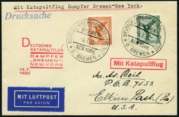 KATAPULTPOST 18b BRIEF, 14.7.1930, &quot,Bremen&quot, - New York, Seepostaufgabe, Drucksache, Prachtbrief - Covers & Documents