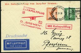 KATAPULTPOST 34c BRIEF, 28.9.1930, &quot,Bremen&quot, - Southampton, Deutsche Seepostaufgabe, Drucksache, Prachtbrief - Cartas & Documentos
