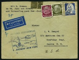 KATAPULTPOST 196a BRIEF, 3.7.1935, Bremen - New York, Landpostaufgabe, Öffnungmängel, Fein - Cartas & Documentos