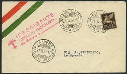 DO-X LUFTPOST DO X2II BRIEF, 21.10.1931, DO X 2 UMBERTO MADDALENA, Roter L3 Auf Brief Von GENUA Nach La Spezia, Pracht, - Briefe U. Dokumente