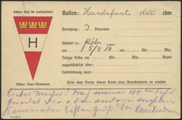 BALLON-FAHRTEN 1897-1916 5.4.1914, Kölner Club Für Luftschiffahrt, Abwurf Vom Ballon HARDEFUST, Postaufgabe In Cöln Am 6 - Airships